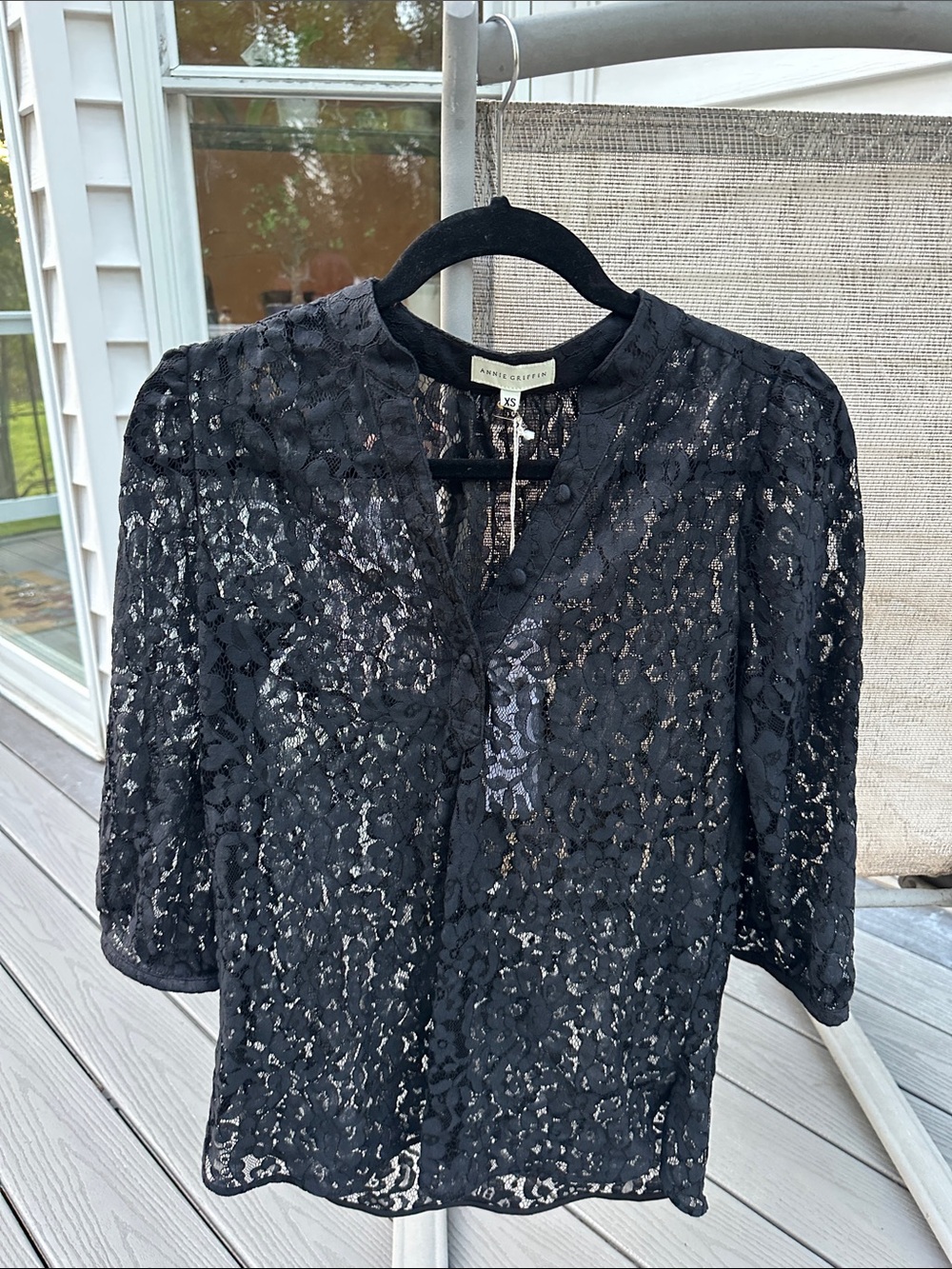 Annie Griffin Black Lace Overlay Blouse
